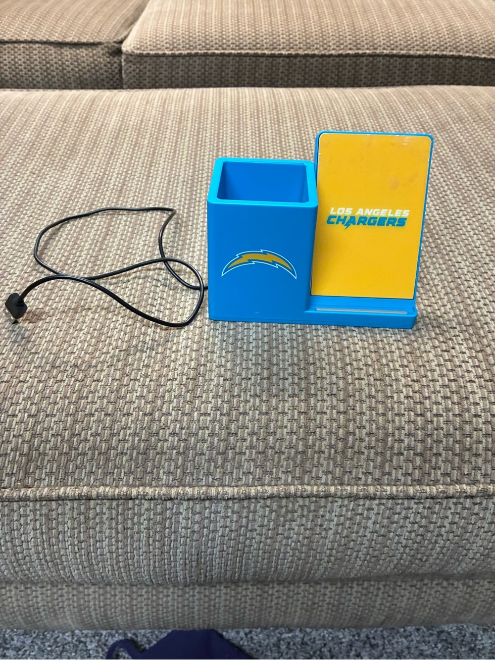 NFL LA Chargers Phone stand and charger with USB and Accessory Holder